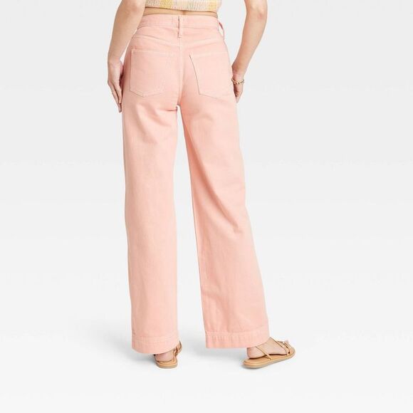 Women's Pink Wide-Leg Jeans - Picture 2 of 4